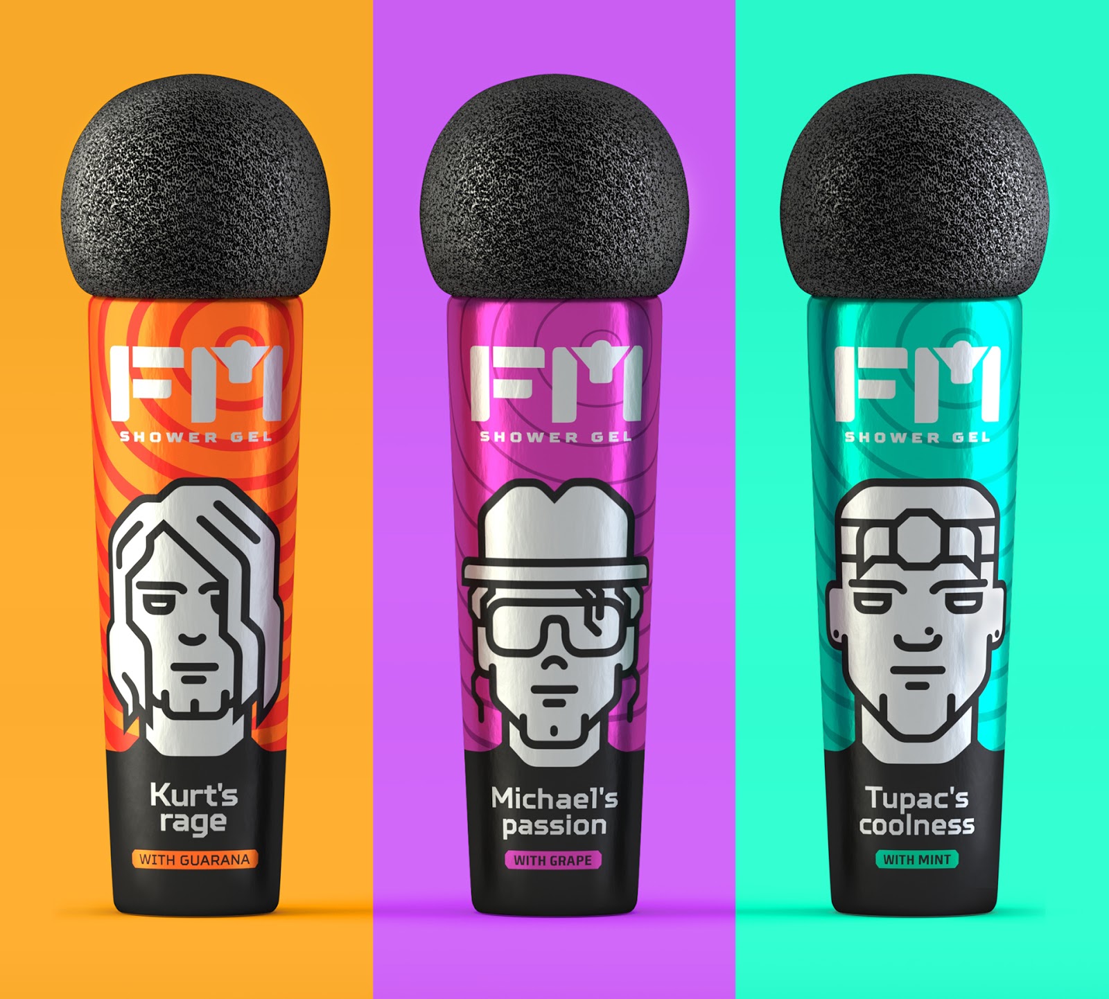 Упаковка и логотип FM Shower Gel - пример визуализации процесса Пример воплощения принципа профессиональной документации в живом имидже бренда Arch Idea