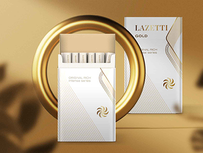 Брендинг та дизайн упаковки сигарет Gold King Size Lazetti Tobacco White